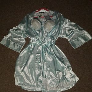 Bridal party nighty & robe Aqua leopard print